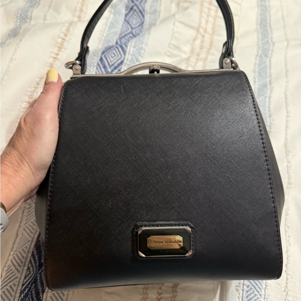 Black Structured Top-Handle Bag - image 1